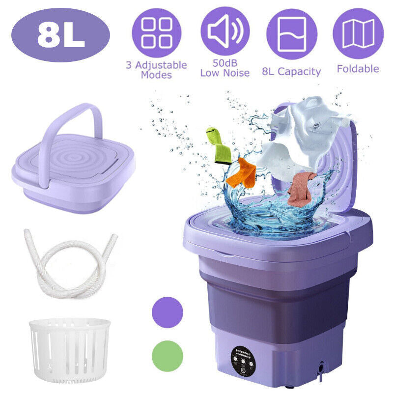 Compact 8L Portable Mini Washing Machine with Sterilization and Drying Features